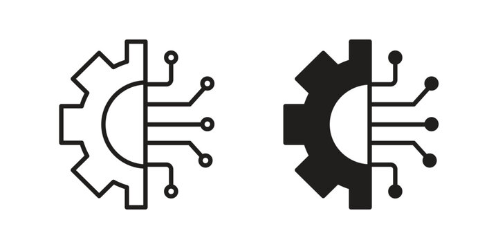 Machine learning icon line logo pack