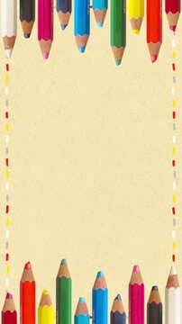 Colored Pencil Frame Loop Background (Vertical 9:16)