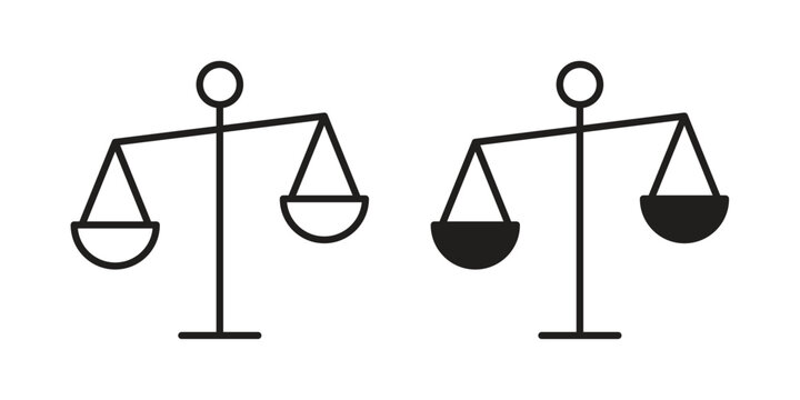 Scales of justice icon line logo pack