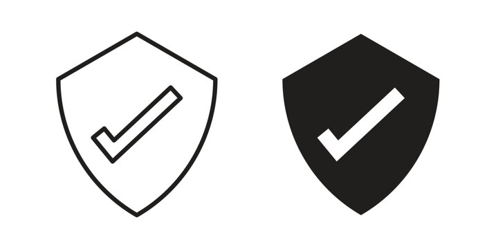 Shield check mark icon line logo pack