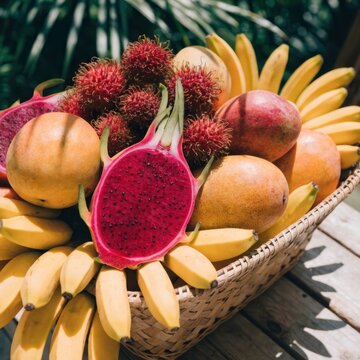 vibrant still life photograph of a woven rattan 