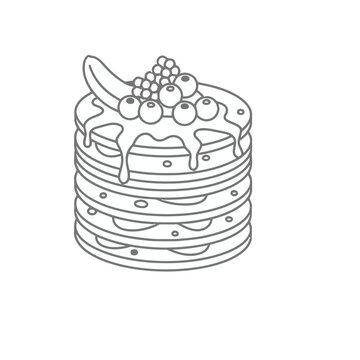 Stack of Pancakes with Berries and Banana