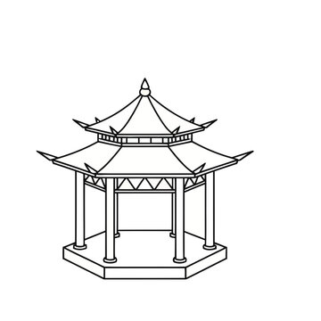 Traditional Asian Pavilion Outline