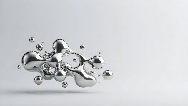 Liquid metal abstract formation with spheres