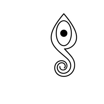 Abstract black and white swirl with eye shape