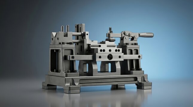 Reference fixture 3D render, precision positioning fixture, dimensional reference system, manufacturing setup fixture, inspection support equipment, metrology accessory