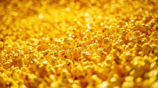Close-up of a large amount of yellow popcorn