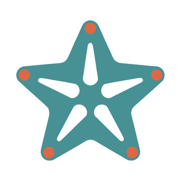 Teal Starfish with Orange Dots