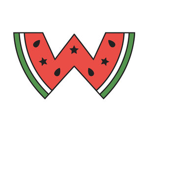 Watermelon Slice Letter W