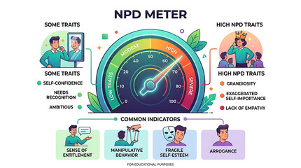 Naklejka premium NPD Meter Understanding Narcissistic Personality Disorder Traits and Indicators