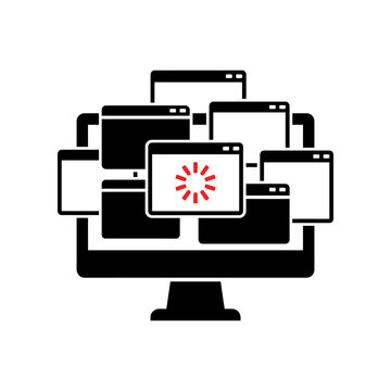 Adware Malware Concept Vector Slow Loading & Browser Flood On Computer 