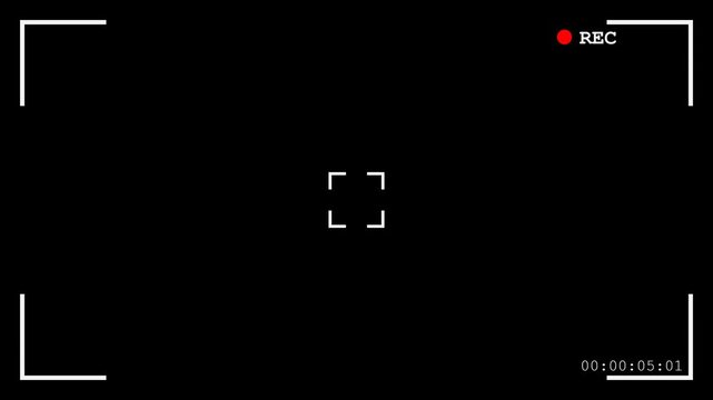 Video recording viewfinder overlay with rec indicator and timer on black background