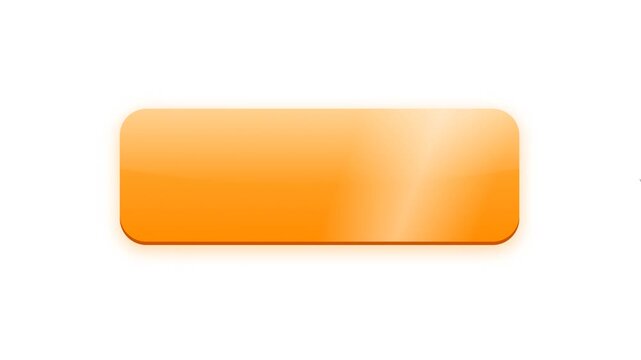 Blank orange glossy button with rounded corners on white background