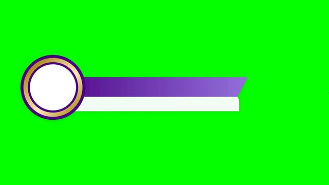 Purple and gold lower third template with circular avatar placeholder on green screen background
