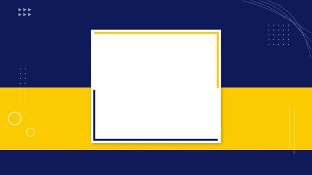 Abstract geometric background with blue and yellow colors and a central white frame for text