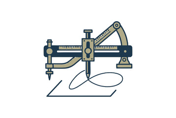 Fototapeta premium Vintage Drafting Machine Drawing Curve on Paper