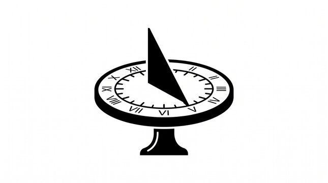 Sundial features a circular base with Roman numerals and a central gnomon to indicate the time of day.