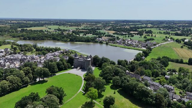 Comburgh town in Brittany France drone aerial view