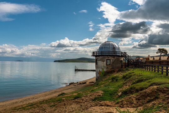 Rock Shamanka at headland Burhan  .Olkhon island, lake Baikal, Siberia, Russia