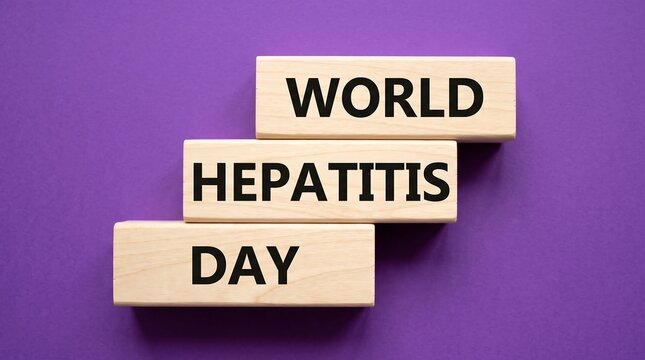 World hepatitis day colorful block signage on purple background