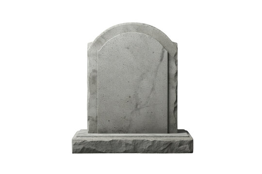 Empty gravestone standing with a blank tombstone for text, symbolising death, memorial, and mourning, transparent background