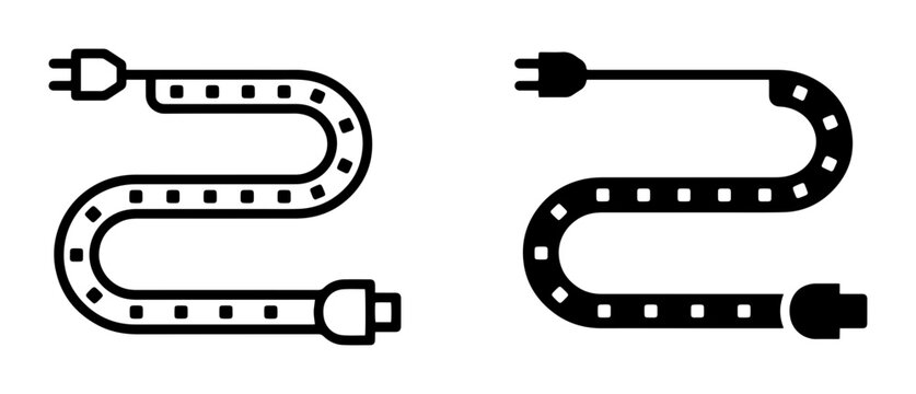 Power Cord Icons, Electrical Cable Vector Graphics, Energy Connection Symbols