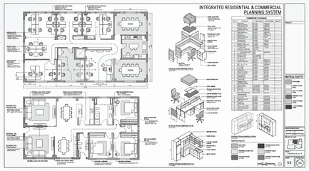 Obraz premium Architectural floor plan and furniture planning system for residential and commercial spaces