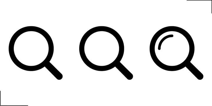 Search icon set, magnifying glass vector line icon, zoom and find symbol for web and app design