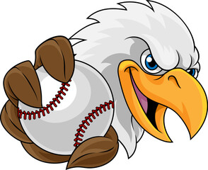 Naklejka premium Bald Eagle Falcon Hawk Baseball Ball Sport Mascot