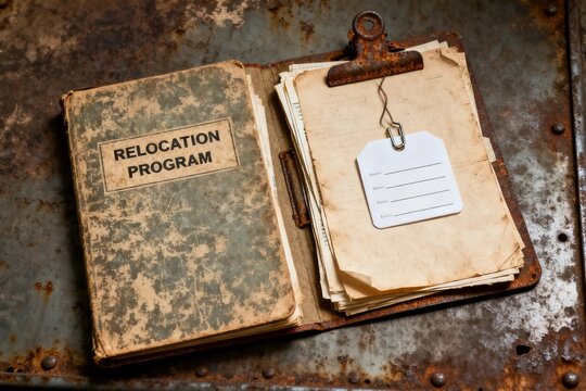 Vintage Relocation Program Book on Rusty Metal