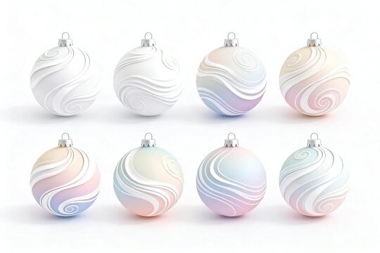 Pastel Christmas Ornaments with Swirl Patterns
