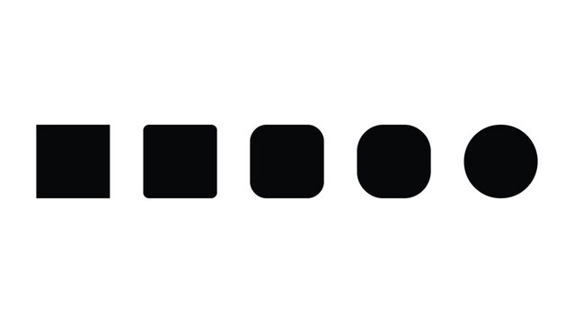 Progression of geometric shapes from square to circle with geometry, morphing