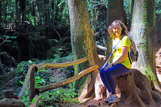 Modern day fairy in the forest.