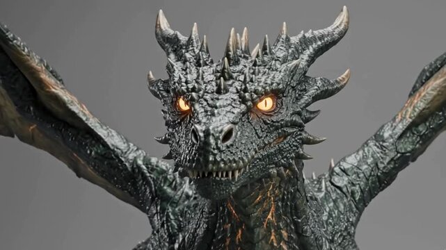 Dragon, mythical creature, fantasy monster, gray scales, sharp teeth
