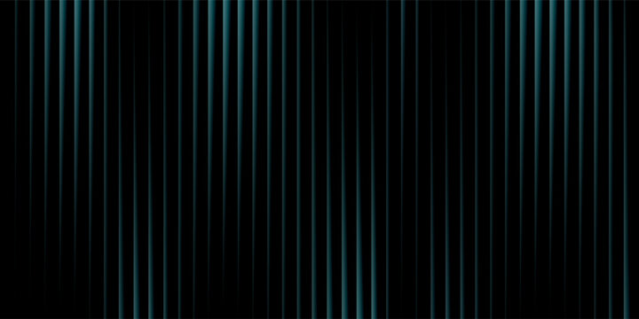 many bulb lamps hanging om cond wire. light reflection on dark black blue fluted corrugated metal wall fence in the street. exterior background. night scene.