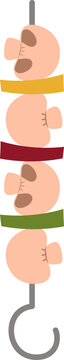 Cute mushrooom bell pepper vegetable skewer barbecue party elements vector collection