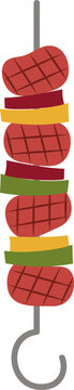 Cute meat bell pepper vegetable skewer barbecue party elements vector collection