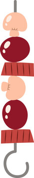 Cute meat and mushroom skewer barbecue party elements vector collection