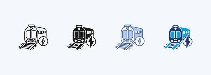 Electric Train multiple style icon collection © Joko