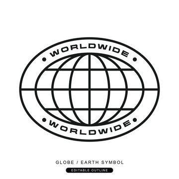 Worldwide Globe Earth Symbol Logo in Oval Shape with Modern Design