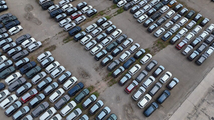 Rows of new compact sport utility vehicles © Cavan