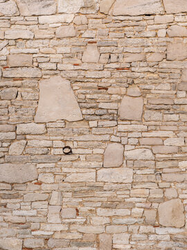 Medieval castle wall built from irregular stones