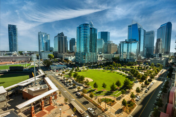 Naklejka premium City skyline of downtown Charlotte North Carolina USA