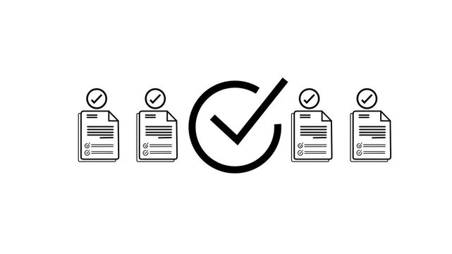Digital Glowing checklist and approval workflow showing business document validation and task tracking system for decision making, process optimization, and quality verification with 4k Animation.