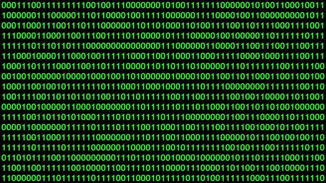 Loopable: Glowing green binary digital code abstract background with randomly changing zeros and ones.4k Motion Graphic Animation...
