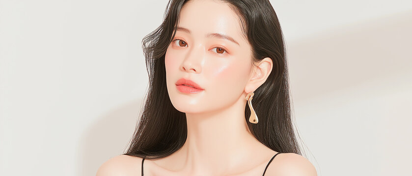 美容, 女性, スキンケア, 化粧品, ビューティー, 若い女性, 美肌, 日本人, アジア人, フェイシャル, メイク, 美容液, 保湿, クリーム, エイジングケア, 美容医療, エステ, 美容クリニック, 肌ケア, ナチュラルメイク, 透明感, ツヤ肌, モデル, 笑顔, ポートレート, クローズアップ, リラックス, 癒し, 健康的, 美白, コラーゲン, ヒアルロン酸, アンチエイジング