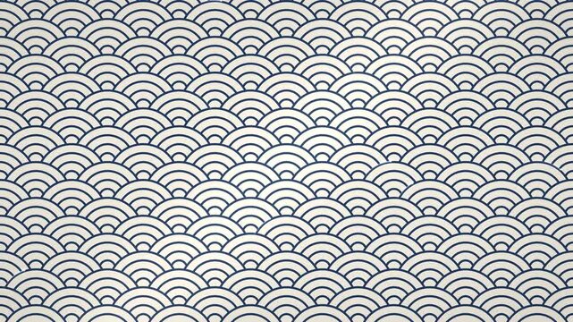 Seigaiha Japanese wave pattern, indigo blue seamless loop background