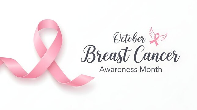 October breast cancer awareness month pink ribbon symbol photo