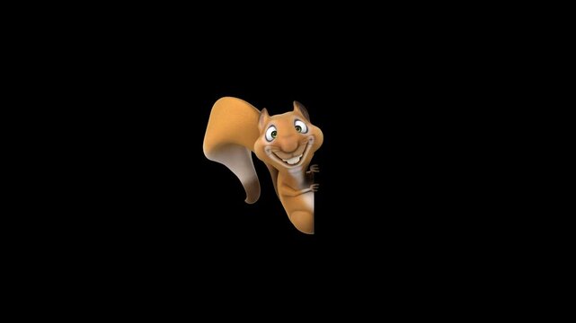 3D Fun Squirrel With A Sign On Alpha source