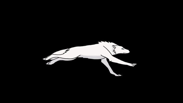 Cartoon White Wolf Running 